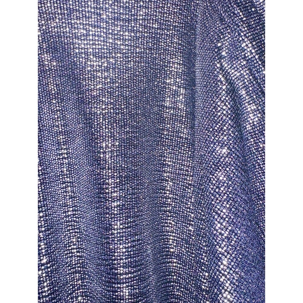 High Rise Wide Leg Stretchy Silvery Metallic Blue Slinky Knit L Women’s Pants
